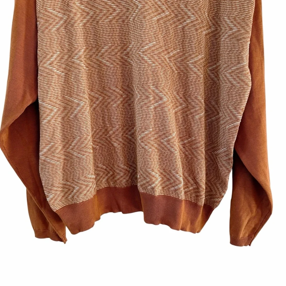 Silk Blend Sweater NEW VNeck Long Sleeve Pullover Ochre Earth Clay Mens Size XXL